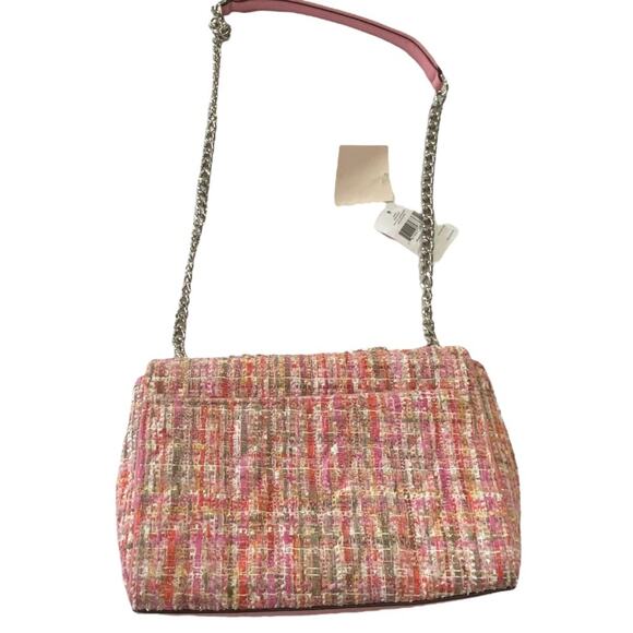KATE SPADE Emelyn Briar Lane Quilted Tweed Crossbody Bag Chain Strap Pink NEW - Picture 5 of 14